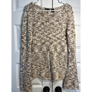 Moda International cable knit wool sweater tan Medium super soft Classic A32
